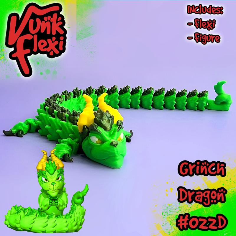 Grinch Dragon MultiColor Flexi Print-In-Place + figure & keychain