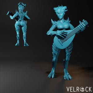 Female Tiefling Bard with Lute (PRESUPPORTED)