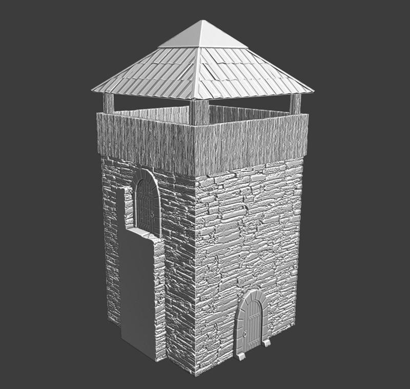 Medieval Modular Castle System - Wall tower with wooden protection