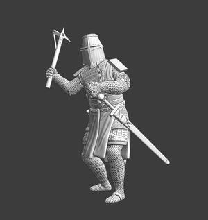 Medieval knight with warhammer
