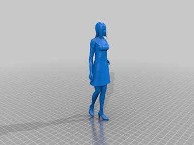 girl walking dress low poli
