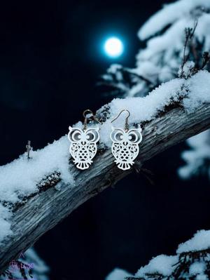 White owl earrings