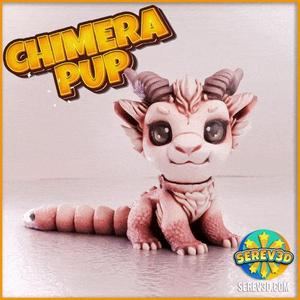 Chimera Pup - Flexi Mythical Figurine & Keychain Set, No Supports 3D Print STL/3MF