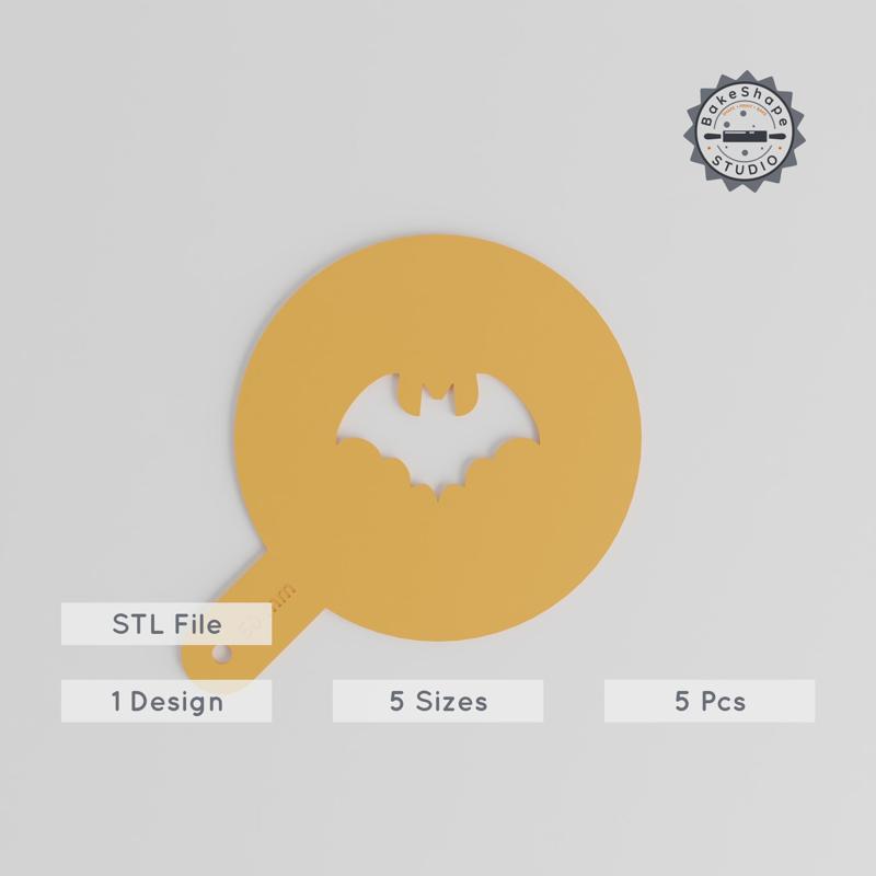 Bat Art Stencil Set, 5 Sizes, Edible Glitter & Paint Compatible, Nocturnal Creature, Halloween Decor PRODUCT_1369