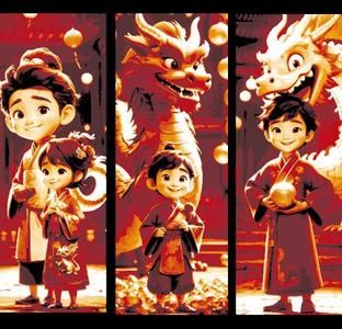 3 Bookmarks - Children celebrate Year o the Dragon