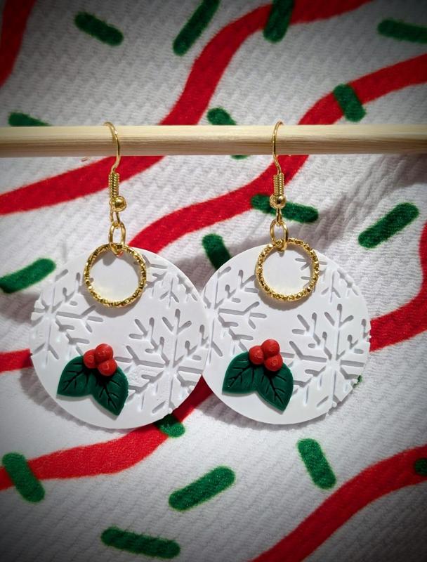 Snowflake Holly Earrings