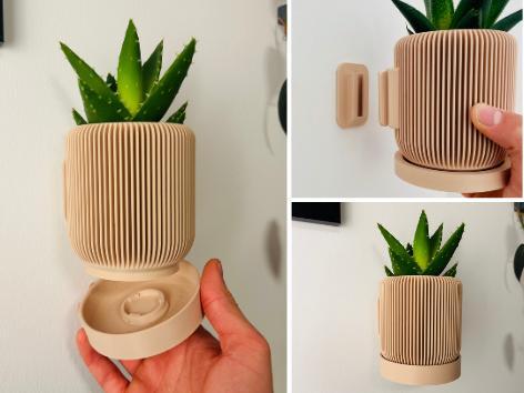 Modern wall mounted planter with hidden drip tray
