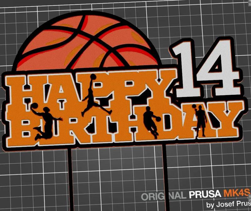 cake topper Happy Birthday 14 basketball player   
