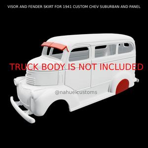 VISOR AND FENDER SKIRT FOR 1941 CUSTOM CHEV SUBURBAN AND PANEL
