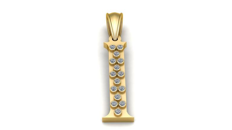 GOLDEN ALPHABET I PENDANT 3D PRINTABLE MODEL