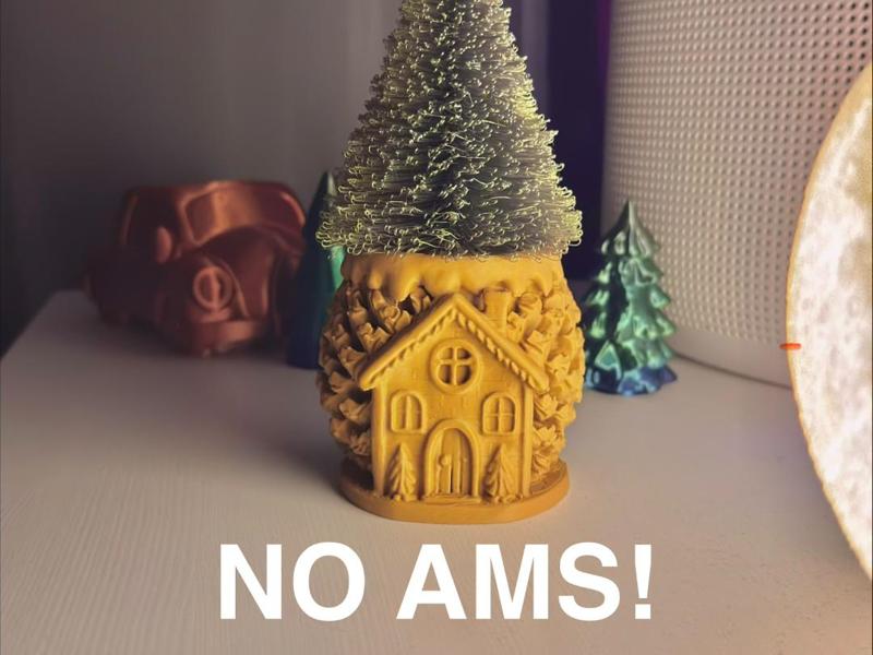The Pine Cone Cabin with Christmas Tree
