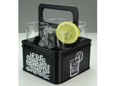 Gin Tonic 4-slot carrier for cocktail glasses