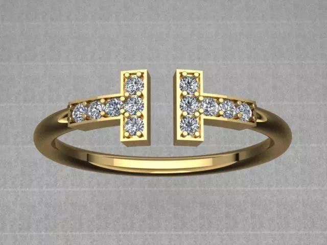 Tiffany Style Golden Diamond Wire Ring
