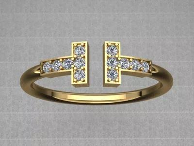Tiffany Style Golden Diamond Wire Ring