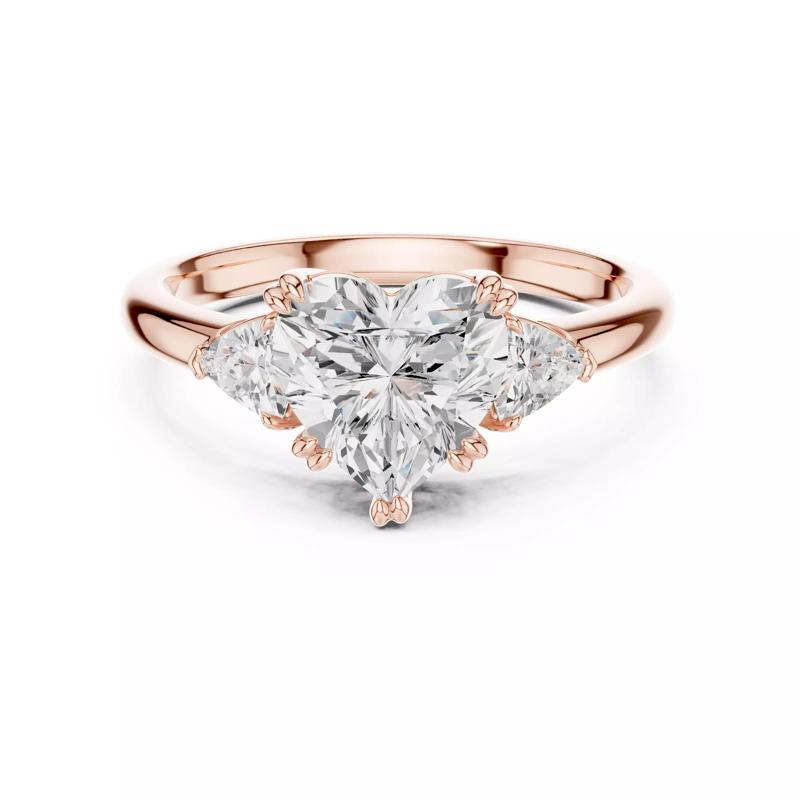 Three Stone Heart and Trillion Cut Engagement Ring 3DM STL Video
