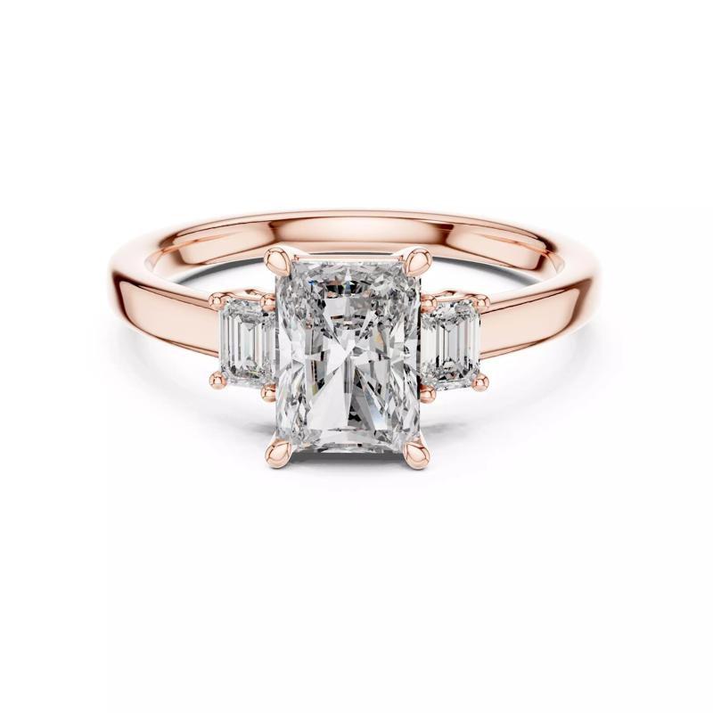 Three Stone Radiant and Emerald Cut Wedding Ring 3DM STL Video
