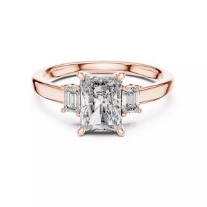 Three Stone Radiant and Emerald Cut Wedding Ring 3DM STL Video