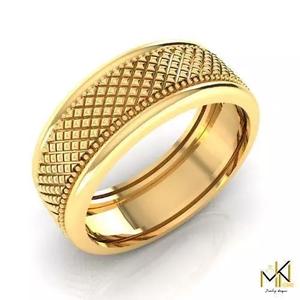 Textured Royal Grid Band Gold Ring