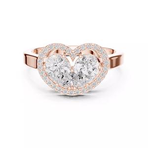 Two Pear Diamond Halo Forming Heart Shape Ring 3DM STL Video