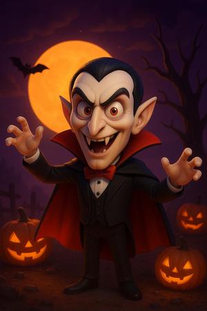 3D Cartoon Vampire on Halloween Night