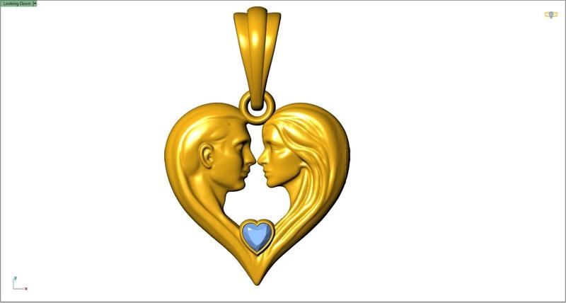 “25mm Man & Woman Heart Pendant – STL & 3DM 3D Jewelry Model”