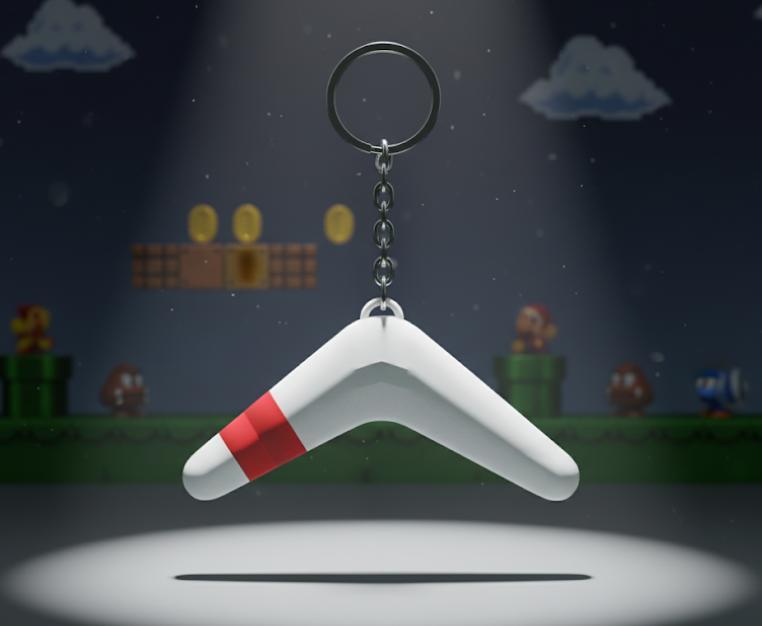 Boomerang Keychain - Super Mario Bros Weapon - Super Mario - Ready to Print