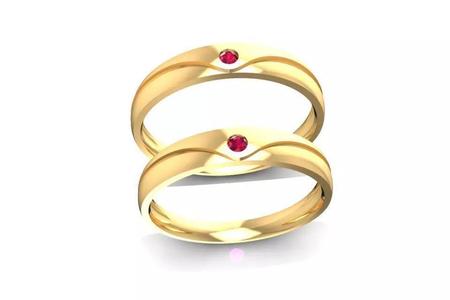 Elegant Gold Couple Wedding Rings Set 1340