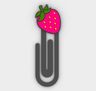 Paperclip strawberry - bookmark - 3MF pre-painted , STL