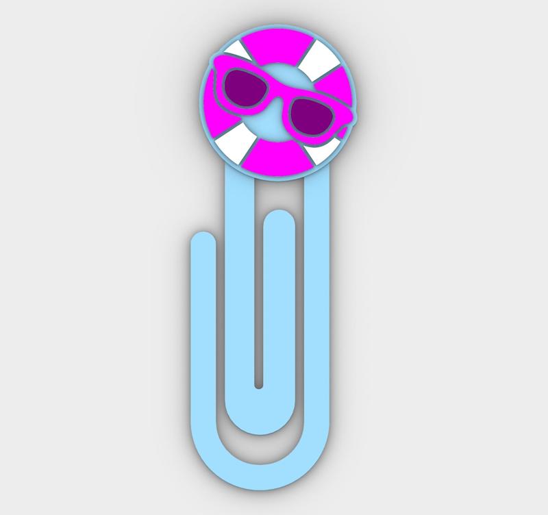 Paperclip I love summer and vacations - bookmark - 3MF pre-painted , STL