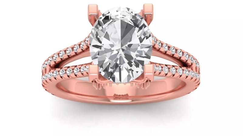 Lotus Ring Solitaire Wedding Engagement Women Double Band Ring