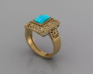 Turquoise and agate ring