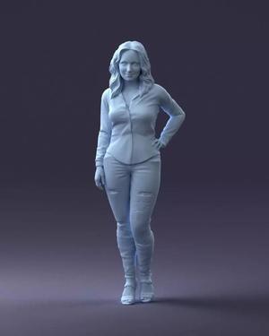 000211 Woman in Jeans and Blouse 1121 3dp