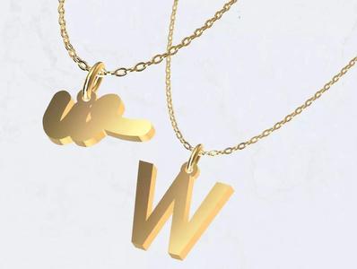 W - Letter Alphabet Pendant Necklace