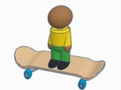 Mini character on mini skateboard