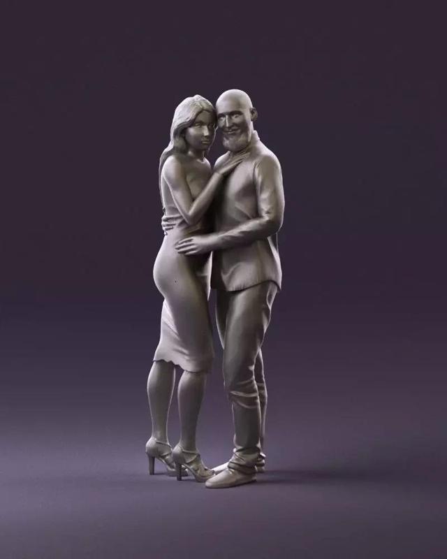 001051 man in white top blue pants and woman 3D Print Ready
