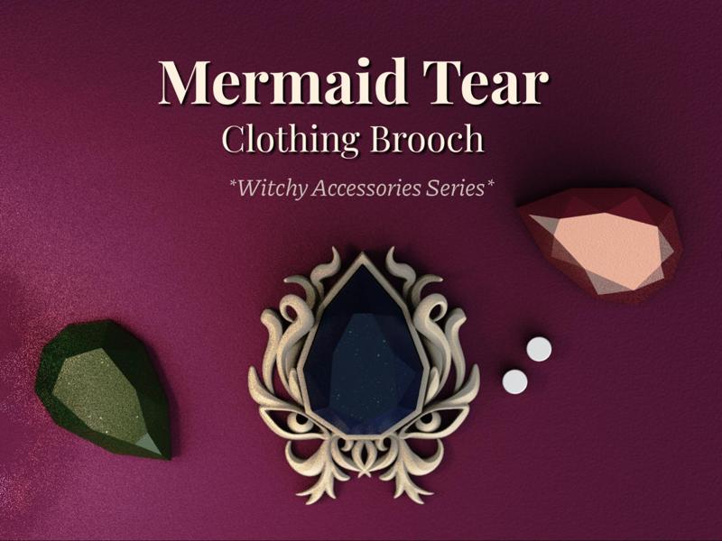 Mermaid Tear - Vintage Magnetic Brooch