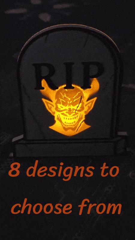 Backlit Halloween Gravestone Ornament – 8 Designs