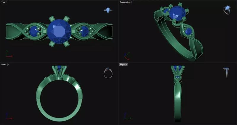 4 Prong Engagement Ring with sidestones