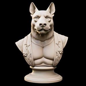 Dog Warrior Bust Statue STL