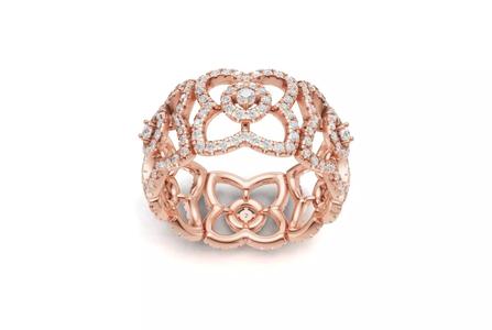 Openwork Flower Diamond Wide Band