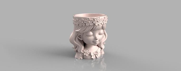 Macetero de niña tierna