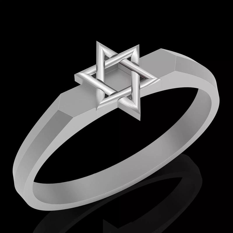 Star of David ring silver gold printabie jewelry 3D model