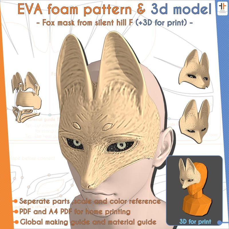 Fox mask - Silent hill F | Cosplay pattern & template + 3D STL