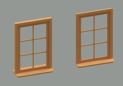 Hollow glazing bead window, with base