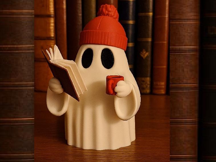 Cute Hipster Reading Ghost