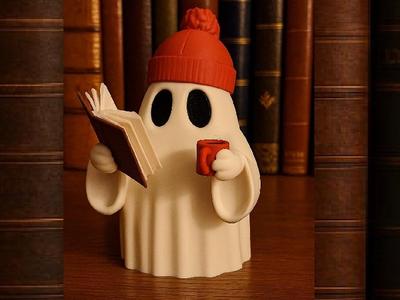 Cute Hipster Reading Ghost