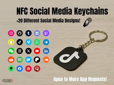 NFC Social Media Keychains (+20 Social Media Apps)