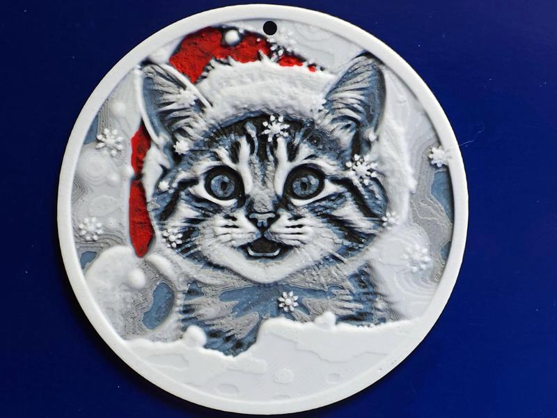 Lovley Cat V1 Christmas Ornament in 4 colors.