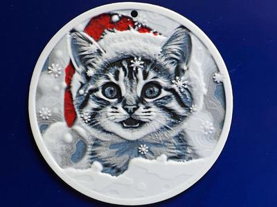 Lovley Cat V1 Christmas Ornament in 4 colors.