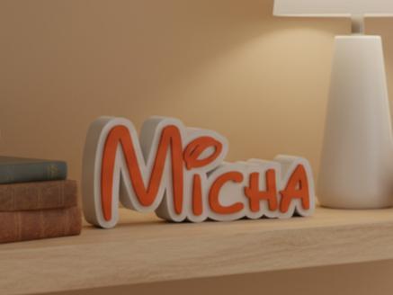 name tag lettering micha